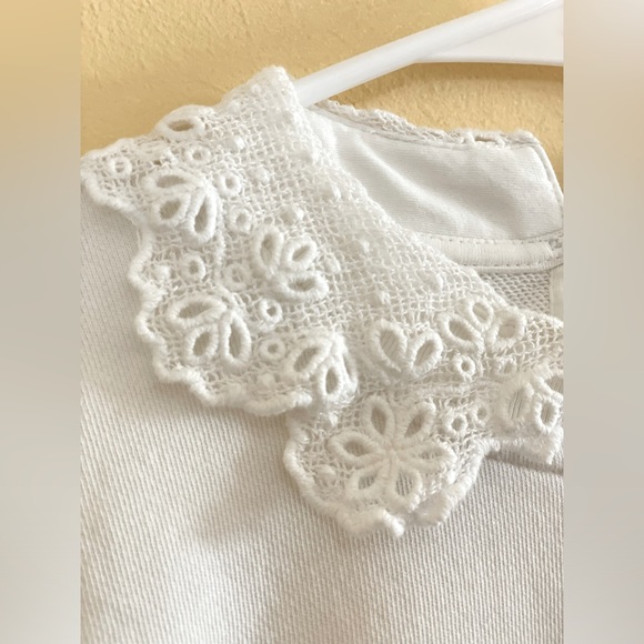 J Crew Lace Collar Crewneck White Sweatshirt Sz-M - Picture 3 of 11